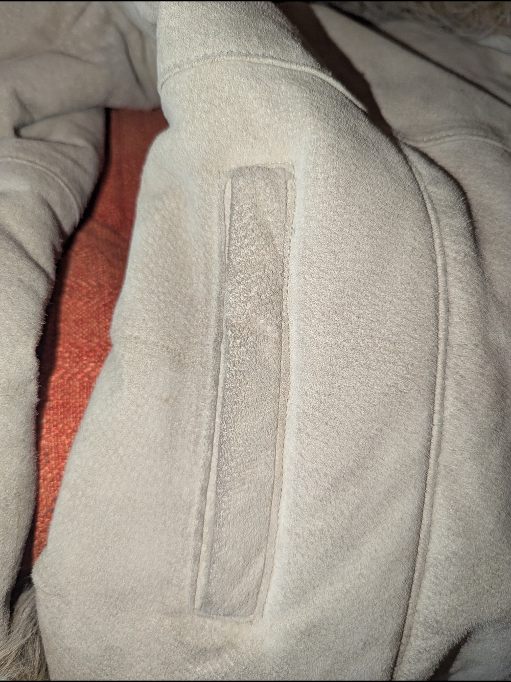 Women's Faux Shearling Trim Coat - Light Taupe - Picture 7 of 8